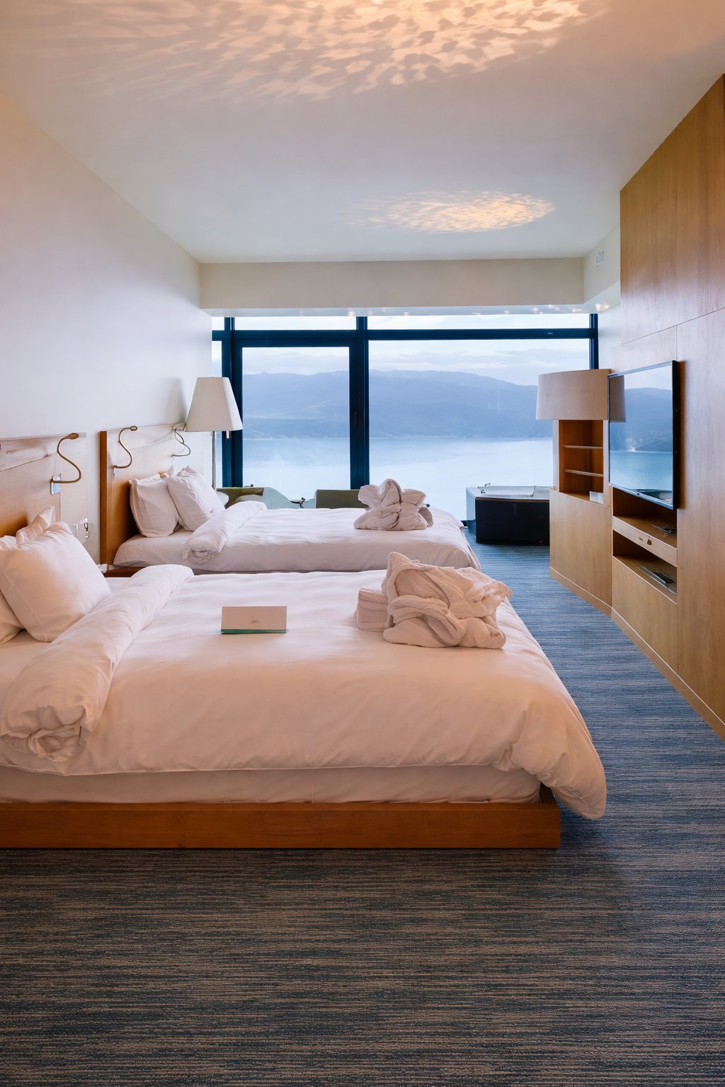 Luxury double queen room mountain views yoga retreat Sparkling Hill Vernon BC