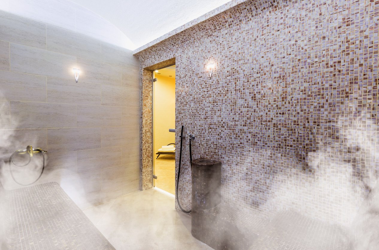 Luxury spa steam room women's wellness retreat BC