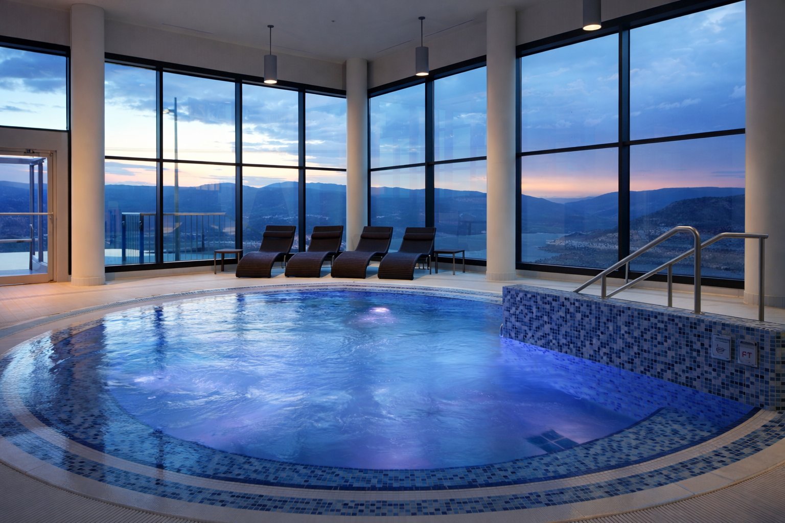 Luxury spa thermal pool mountain views yoga retreat Vernon Okanagan BC