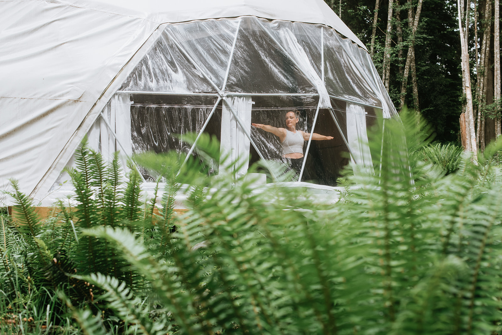 Nectar yoga geodesic dome exterior Bowen Island BC